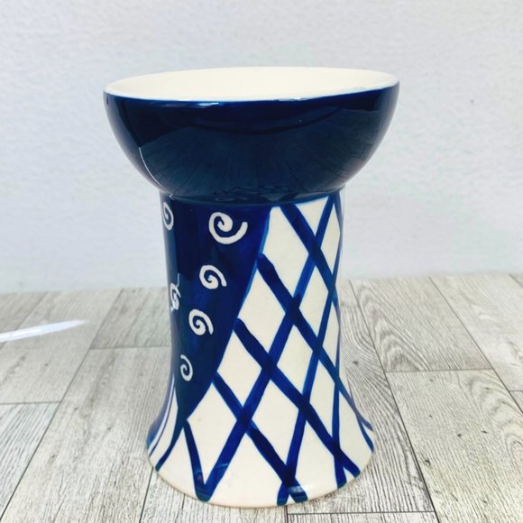 VTG Set of 3 Pacific Rim Candle Holders Blue White Ceramic Taper Candlestick - Picture 8 of 14